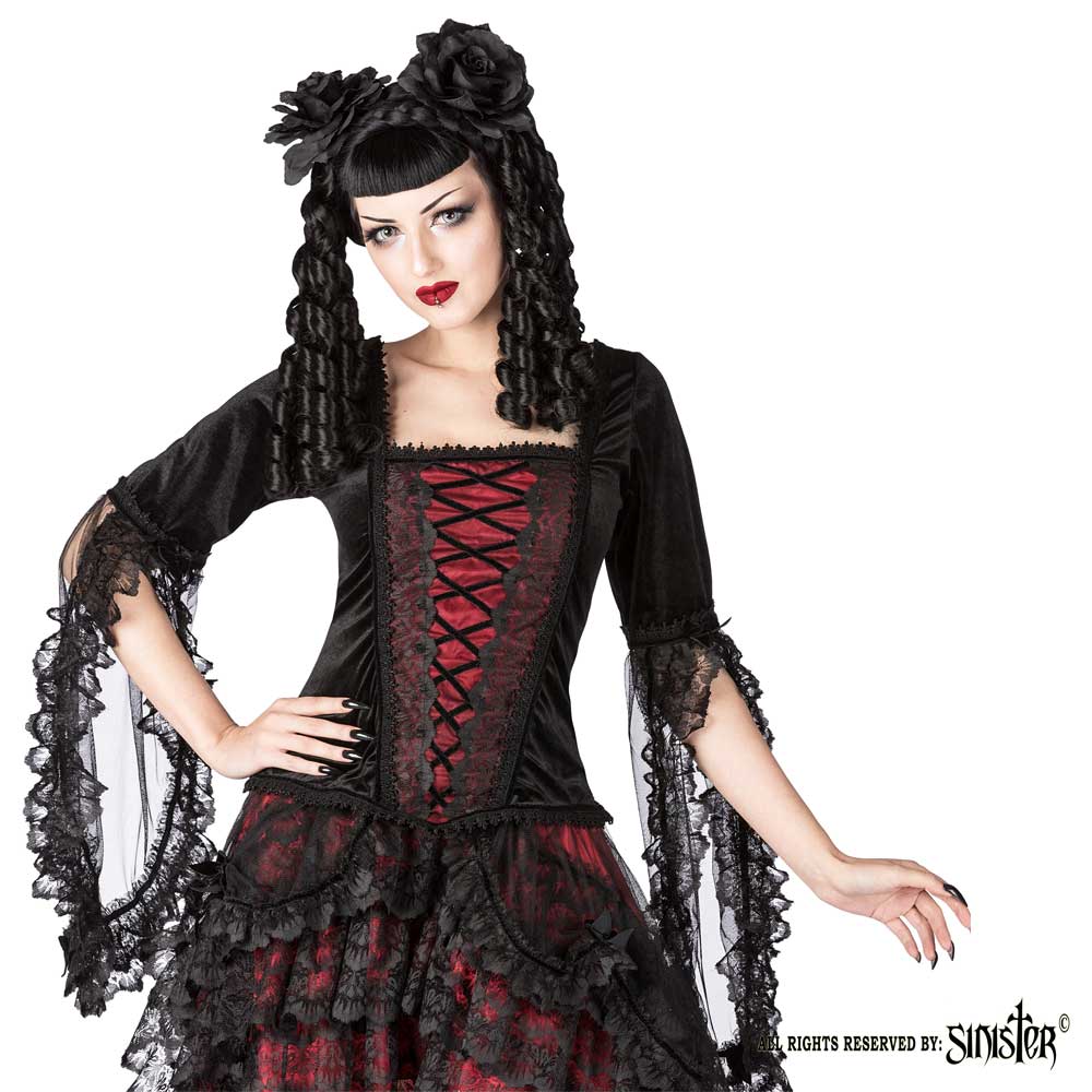 Sinister - 1075 Lange ärmel top - Bordeauxrot/Schwarz